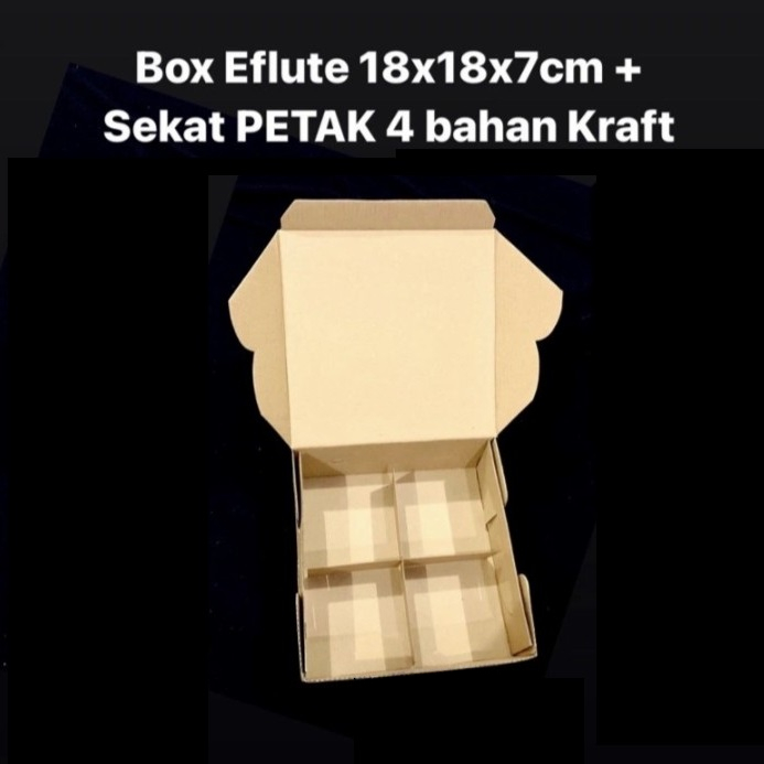 

( 10 pcs ) Kardus Eflute Polos Hampers Pie Coklat Box Kotak 18x18x7 cm Sekat 4 Petak