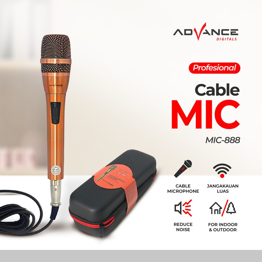 COD Mic Kabel Advance 888 gold / Microphone Kabel Profesional Dynamic mic888 mic karaoke Suara Jerni