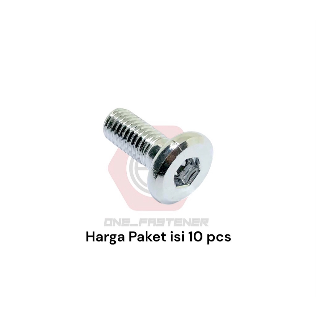 10 pcs Baut Disc Cakram piringan Jupiter Mx M8x20 CHROME L6 8X20 bebek matic Mio Jupiter payung kunc