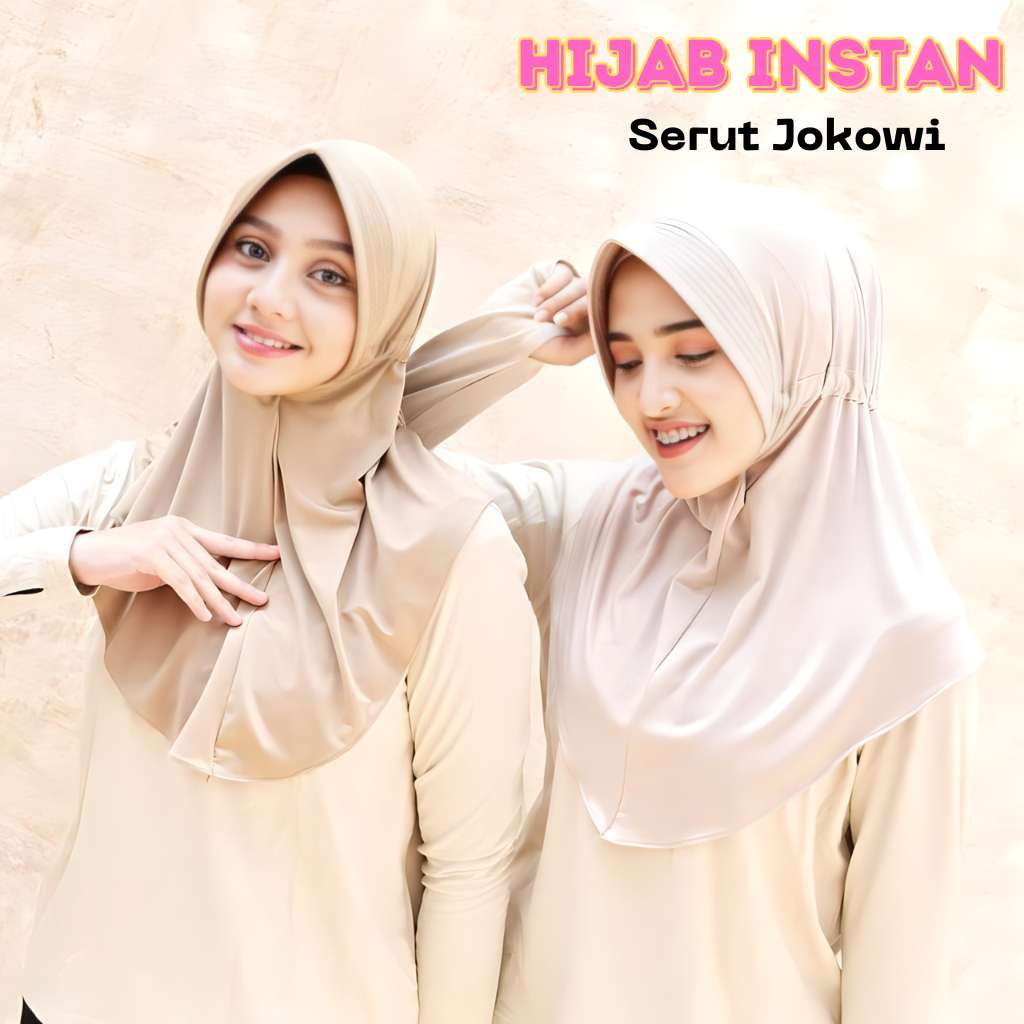 ( BISA COD ) Hijab Instan Serut Jokowi Jersey Spandek Premium Ukuran M