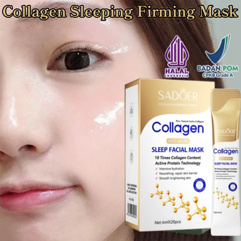 20pcs Collagen Masker Sleeping Mask Firming Masker Tidur Kolagen Anti Kerut Mask Pelembab Masker Pen