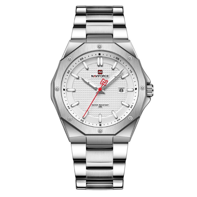 Jam Tangan Pria Naviforce 9200M Original Rantai Tanggal Aktif