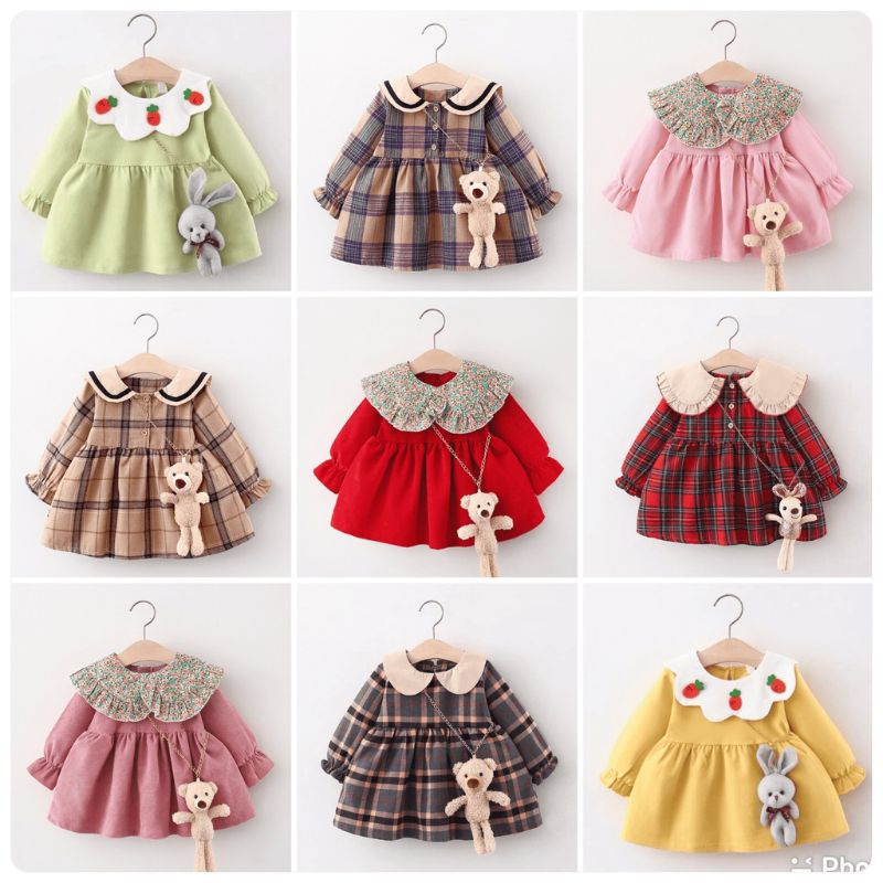 Dress kore anak bayi perempuan import dress anak prempuan gaun dress bayi natal