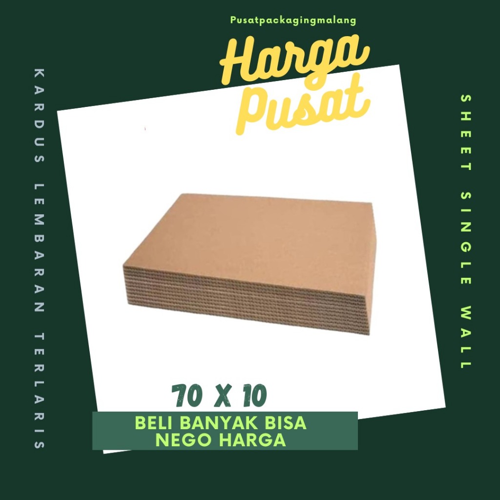 

Kardus Lembaran 70x10 / 60x10 / 50x10 / 40x10 Sheet Polos Single Wall Packing Karton Coklat Warna Packing