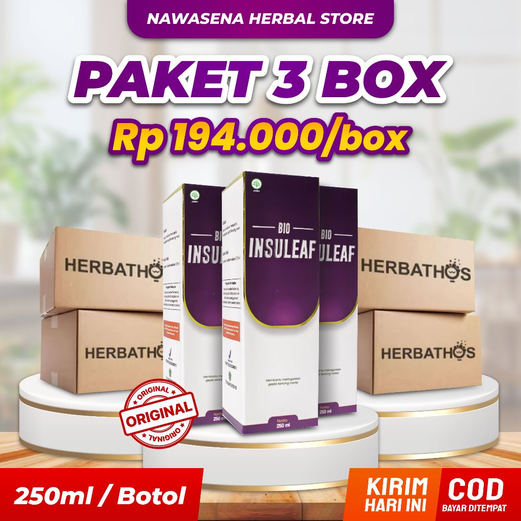 

Bio Insuleaf 3 Box - Obati Diabetes Cair Turunkan Gula Darah dan Kolesterol Bioinsuleaf Original