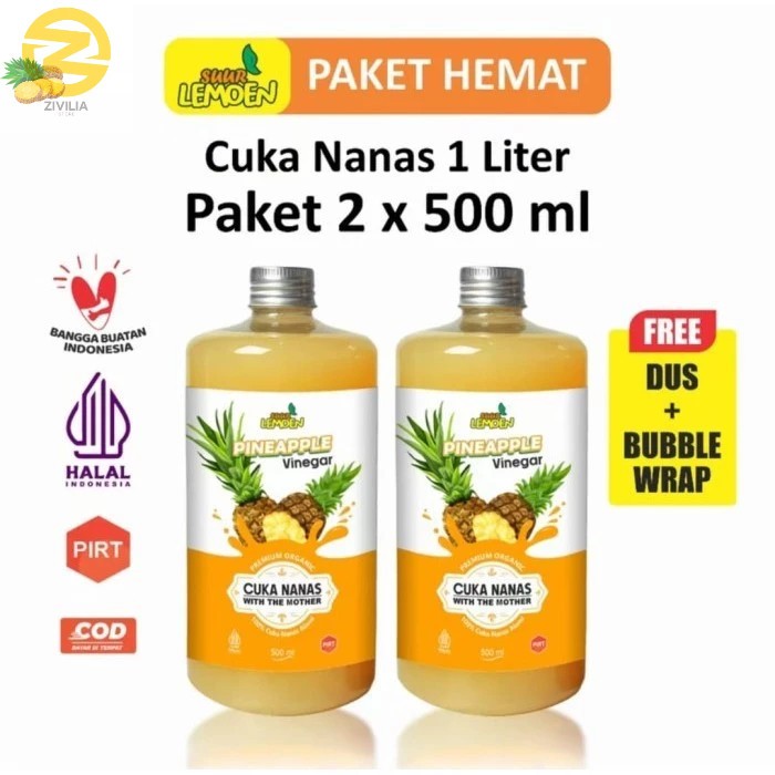 

Suur Lemoen Cuka Nanas 1 Liter - Cuka Nanas Obat Diabetes - Organic Pineapple Cider Vinegar Herbalmallstore