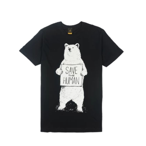 KAos Distro Tshirt Save The Human Black combed 24s