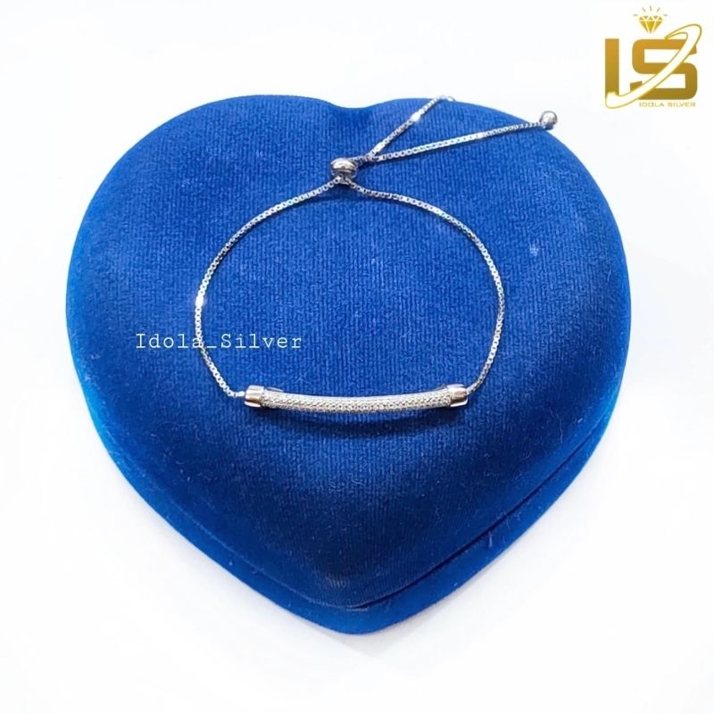 Gelang Serut Perak Asli Silver Wanita 925 Lapis Emas Putih Asli Gelang Serut Rantai Italy Plat Perma