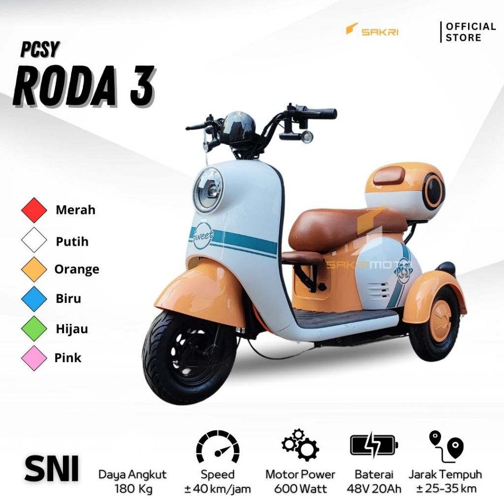 Sepeda Motor Listrik Roda 3 murah Sepeda listrik Roda 3 800W Sepeda listrik roda tiga - Biru,