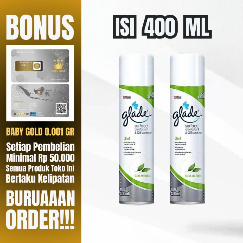 Glade Disinfectant Spray 400 Ml Pengharum Ruangan Disinfektan Anti Bakteri