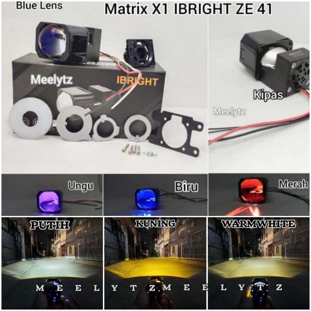 Projector Biled ZE41 Premium Biled Matrix X1 IBRIGHT Plus Devil  plus kipas  1,5 INC All Weather