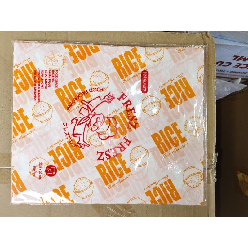 Kertas Nasi Printing Kertas Nasi Kepal Nasi Igut KFC @100 ukuran 22,5x27
