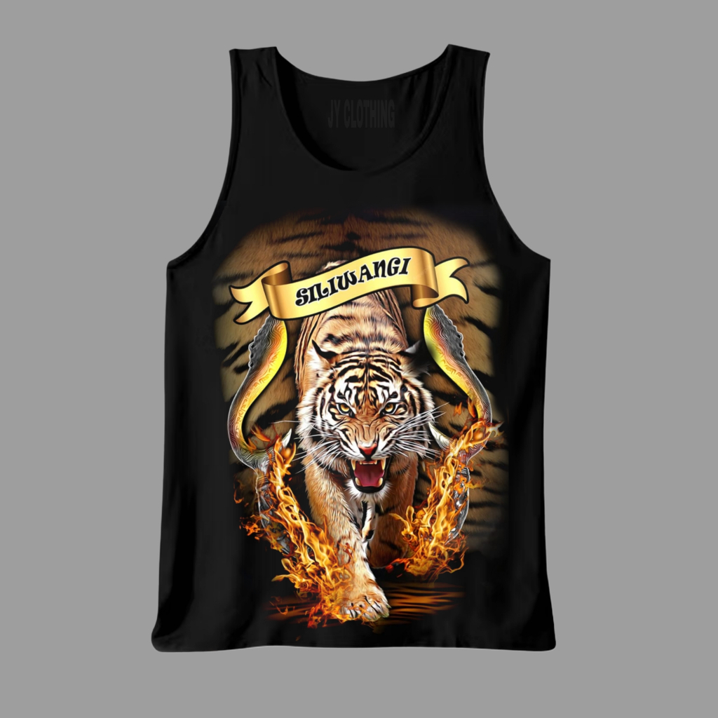 Singlet Pria Lekbong Hitam Motif Macan Mc 15