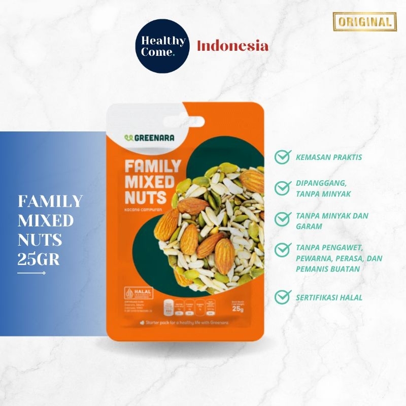 

One Serving Family Mixed Nuts 25gr / Almond, Pumpkin, Sunflower | Greenara