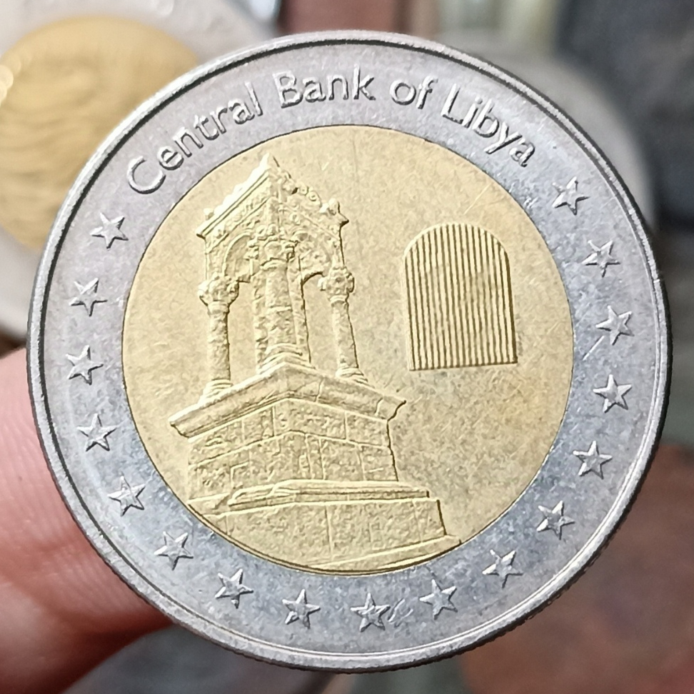 Koin Kuno Bimetal Libya 1/2 Dinar