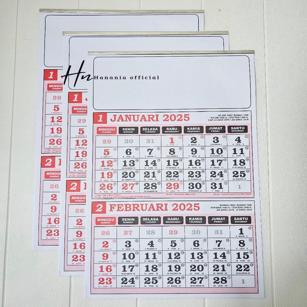 

KALENDER KERJA 2 BULANAN UKURAN 31 X 44 CM TAHUN 2025 TERBARU