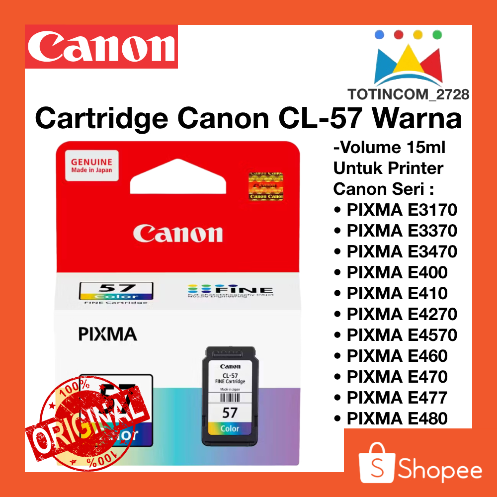 Tinta Canon 57 Color Original PIXMA E400 E410 E460 E470 E477 E480 E3170 E3370 E3470 E4270 E4570