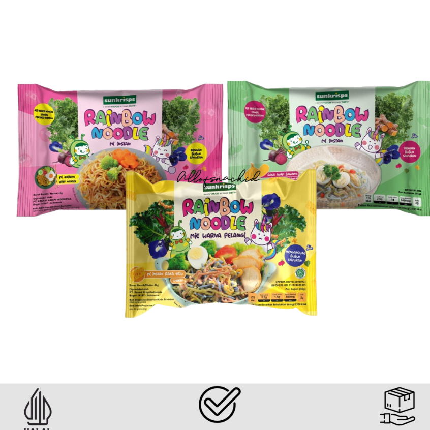 

Sunkrips Rainbow Noodle 45gr - Cheese / Mie Sehat Mpasi Anak / Makanan Sehat