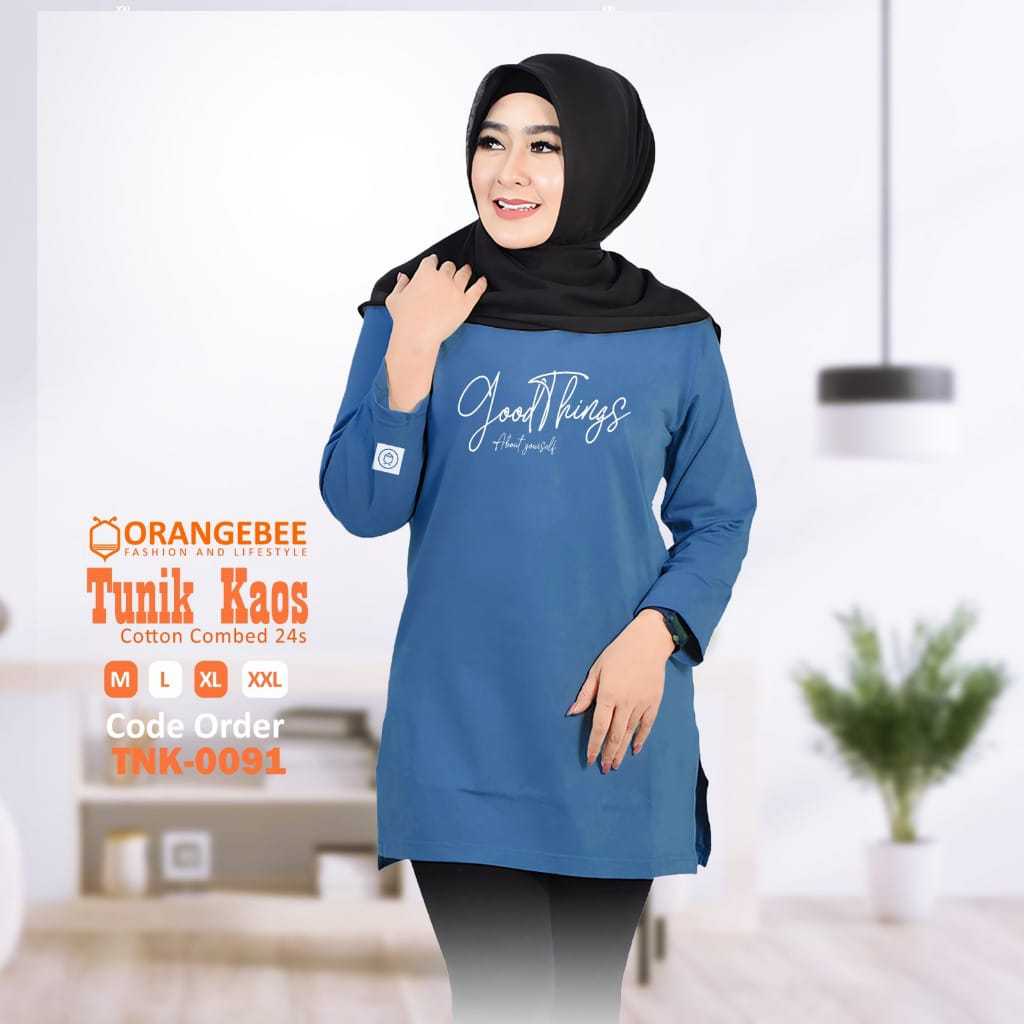 Tunik kaos Wanita - OrangeBee New Collection - Tunik Kaos - Tunik Muslimah - Tunik Kekinian - Tunik 