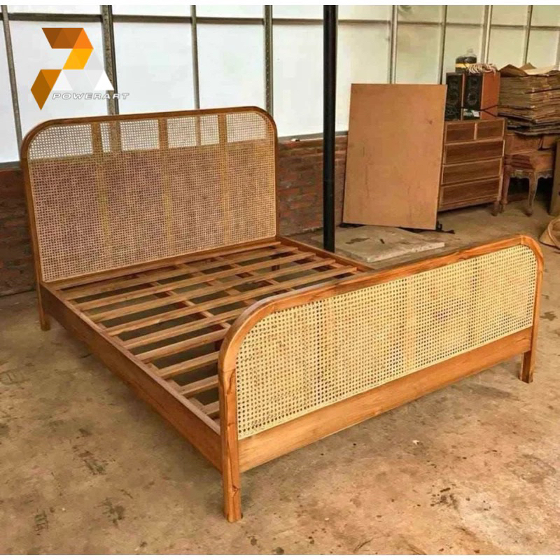 Dipan rotan kayu jati tua tempat tidur kayu ranjang divan kayu