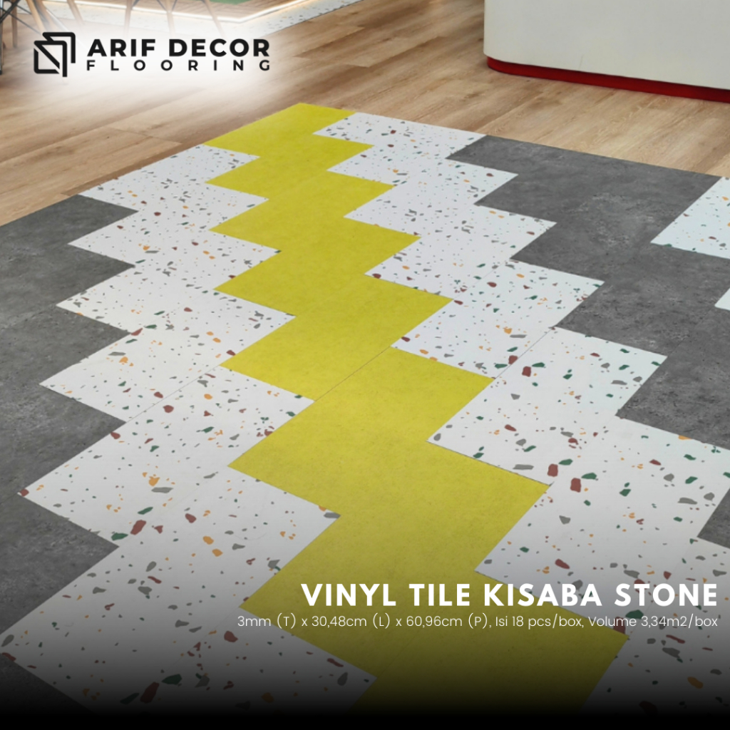 Lantai Vinyl Tile Kisaba tebal 3mm motif / terrazzo - vinyl korea