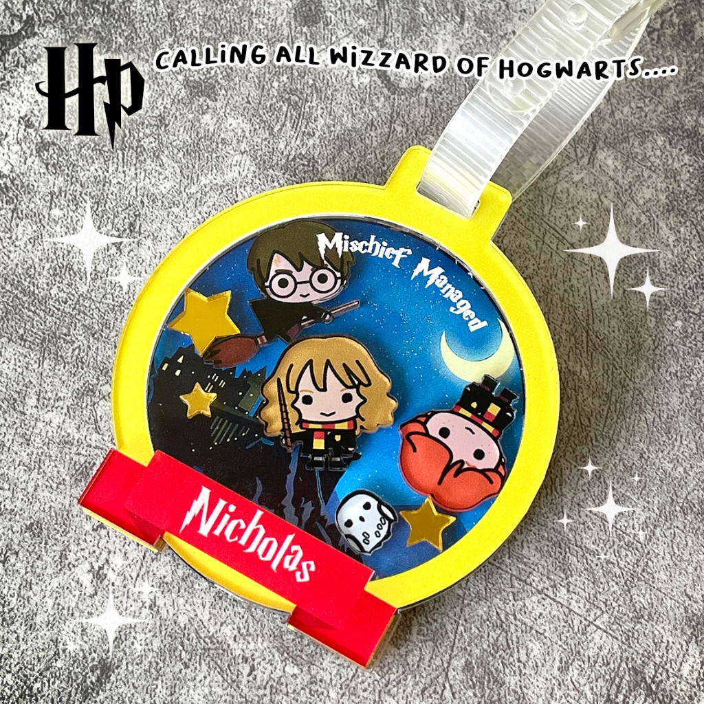 Bagtag Harry Potter Shaker Tag Tas Koper Hogwarts Custom Nama Chiikawa Pokemon Mario