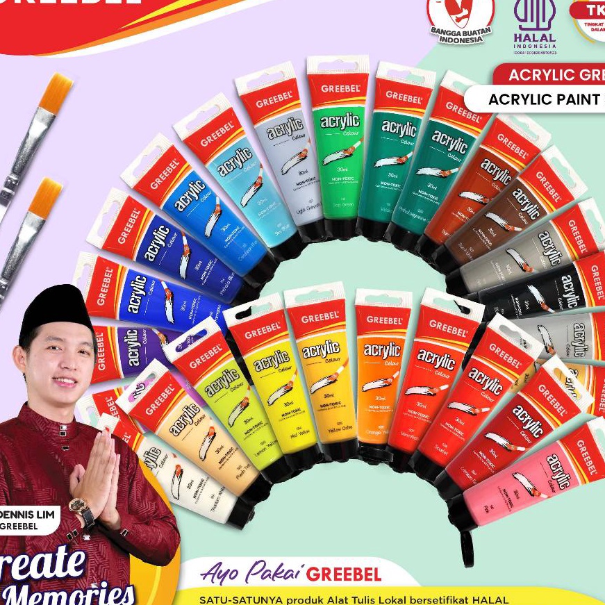 

KI3 365 Acrylic Paint GREEBEL Acrylic Paint Warna Warni Cat Lukis GREEBEL ACRYLIC PAINT 3 ML