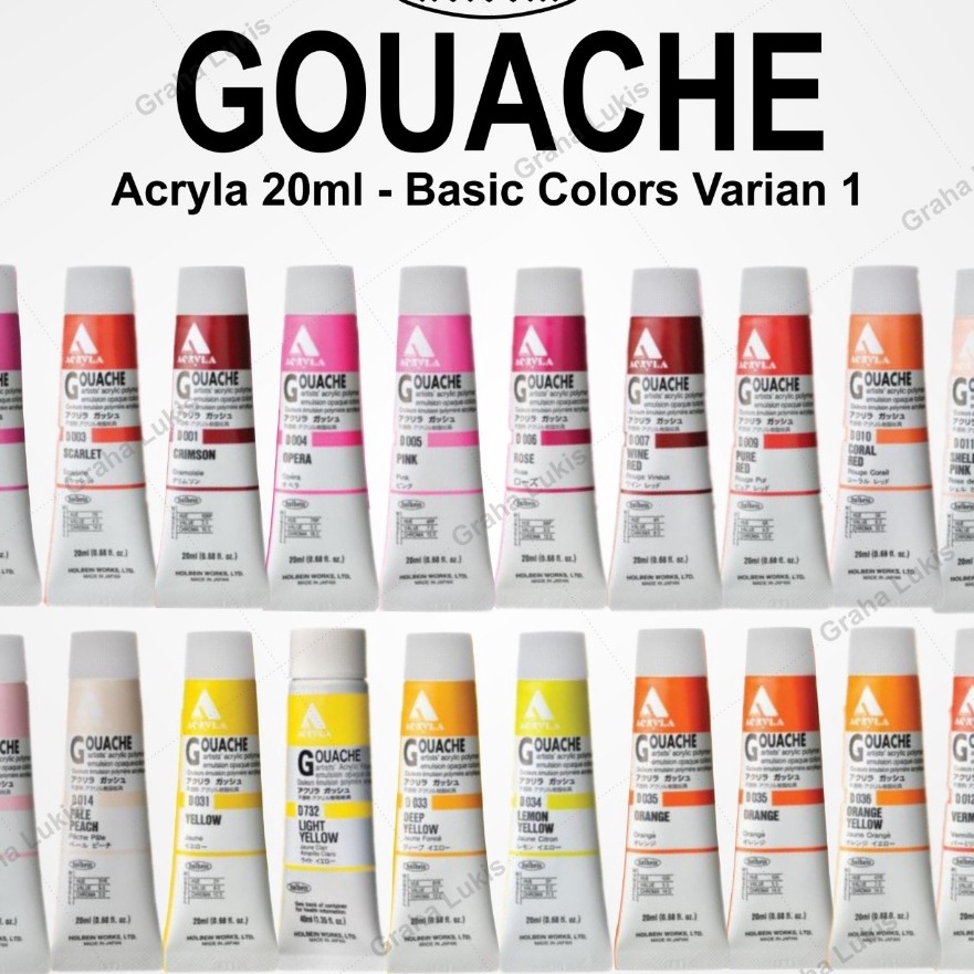 

murah Holbein Acryla Gouache 2ml Basic Colors Varian 1