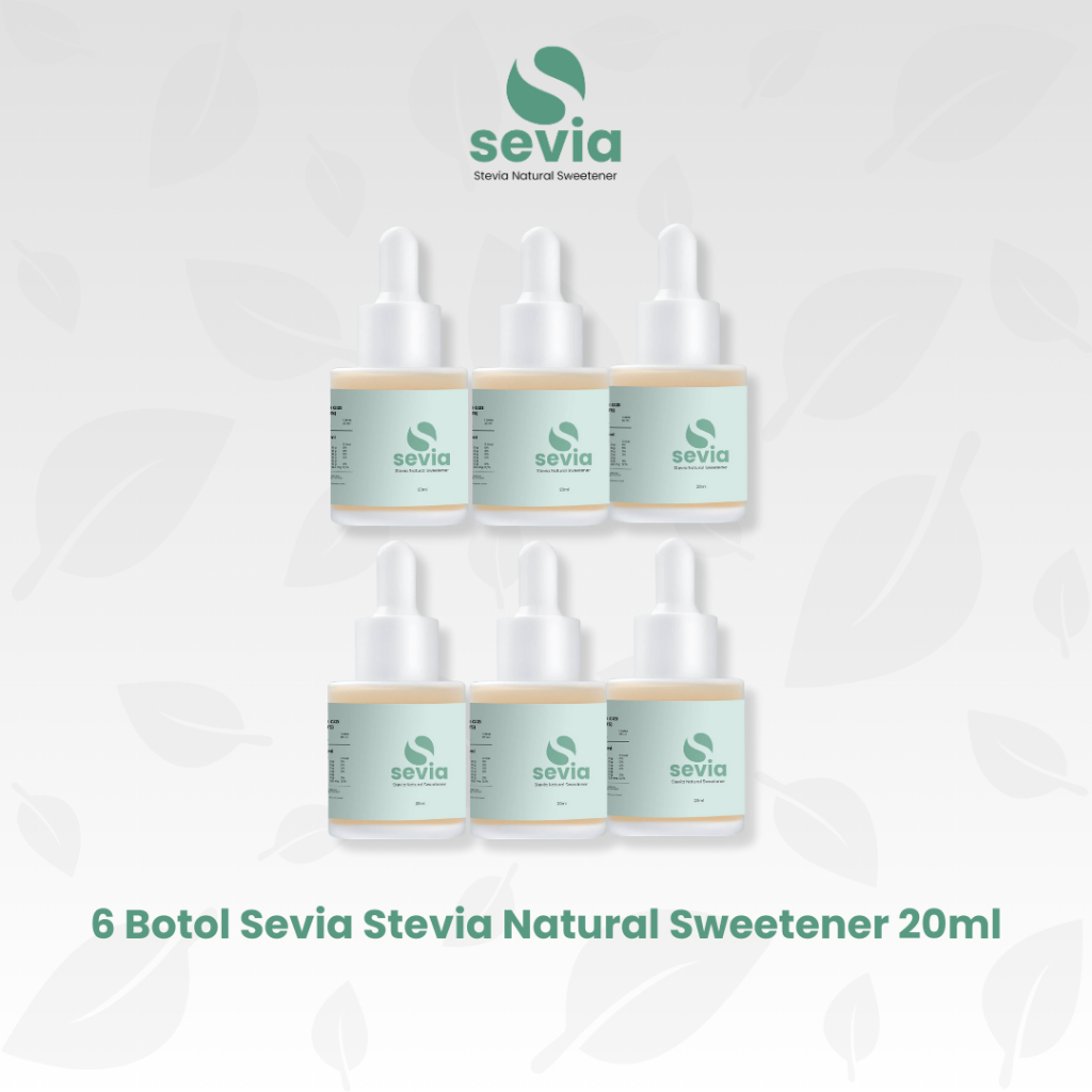 

6 Botol Sevia Stevia Natural Sweetener 20ml Pemanis Alami 0 Kalori Pengganti Gula dari Daun Stevia