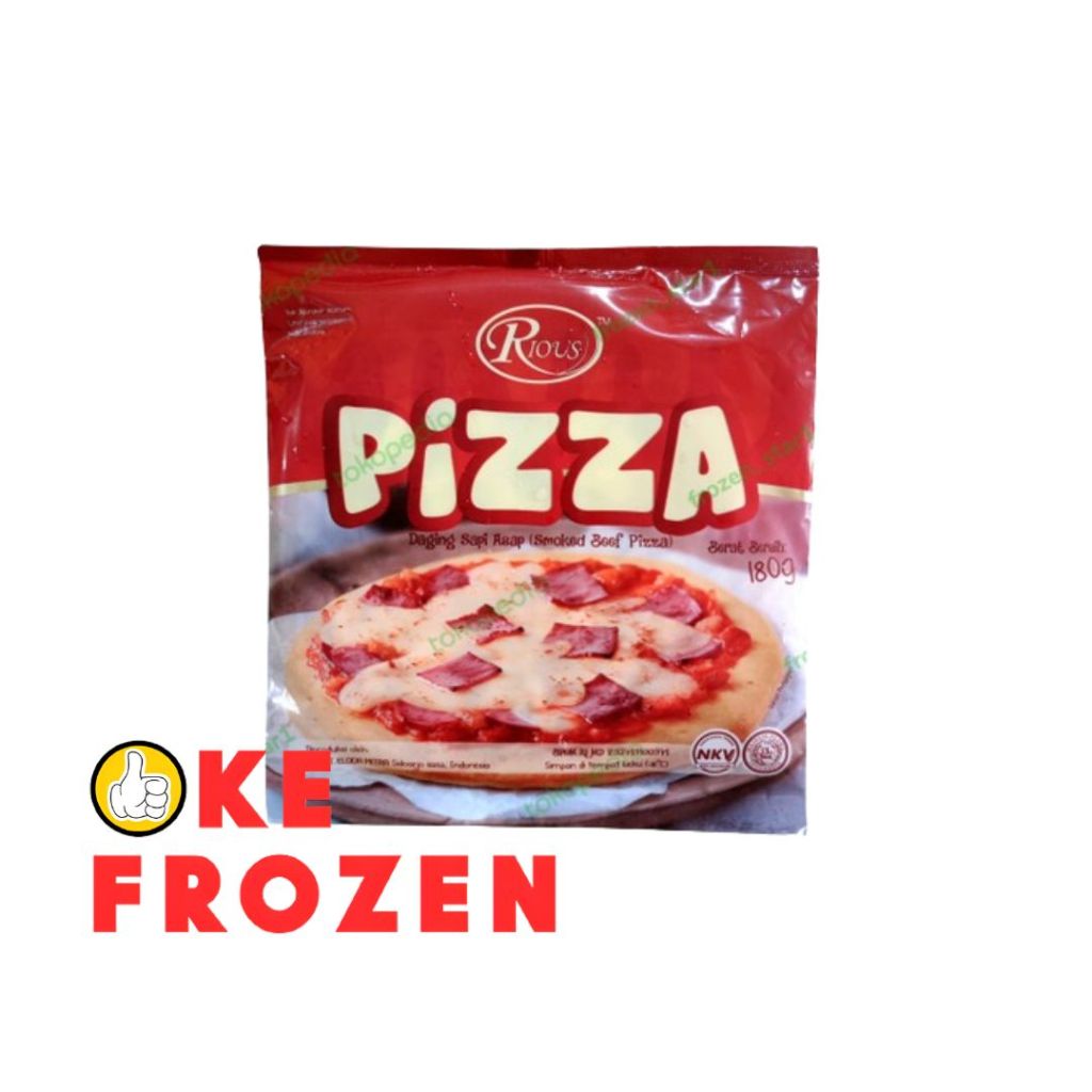 

RIOUS PIZZA SMOKED BEEF 180GR/PIZZA FROZEN INSTAN DAGING SAPI ASAP