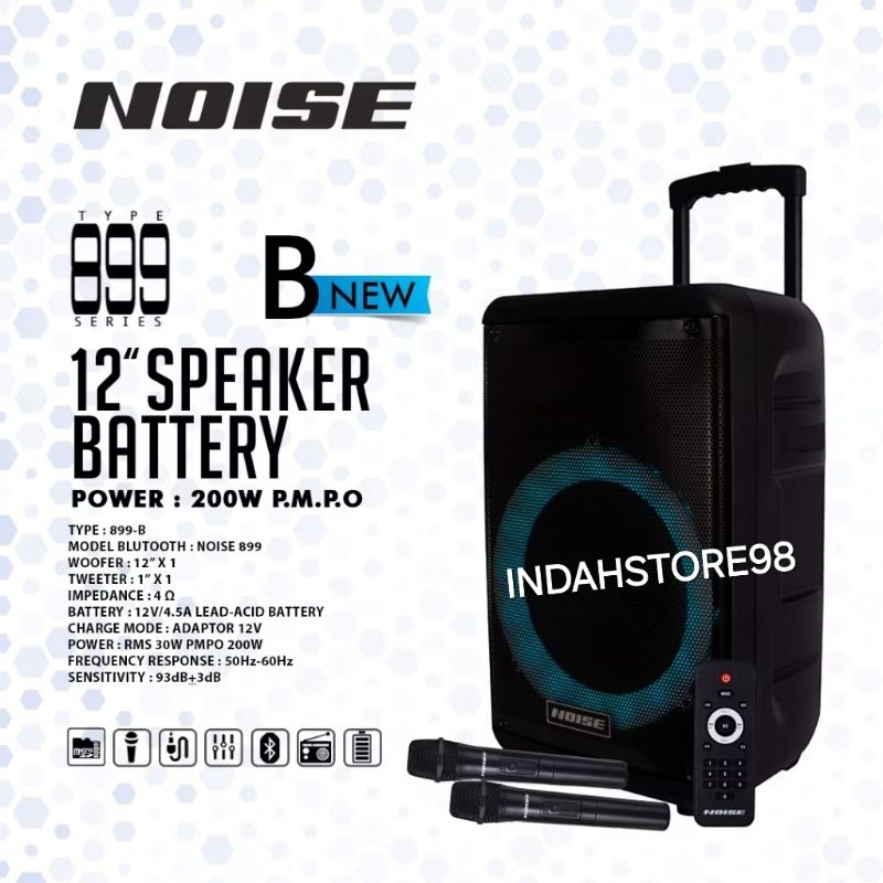 Speaker Portable 12 inch Noise 899B Bluetooth Xbass 2 Mic UHF Original