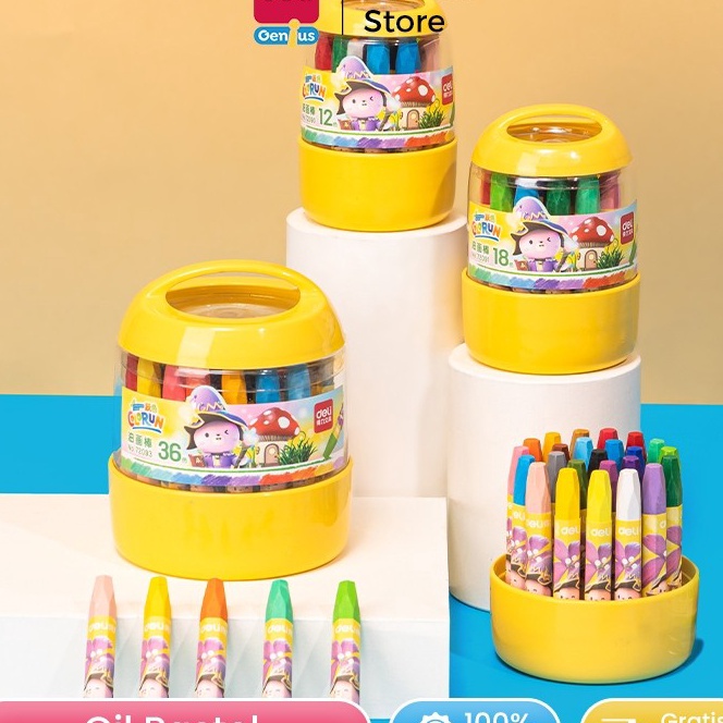 

KF7 Deli Oil Pastel 1224 Warna Triangular Kotak Barrell Warna Cerah Halus 729X