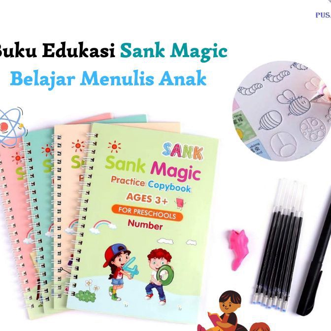

HJ6 sank magic book set 4 book pulpenrefill buku menggambar menulis dan berhitung