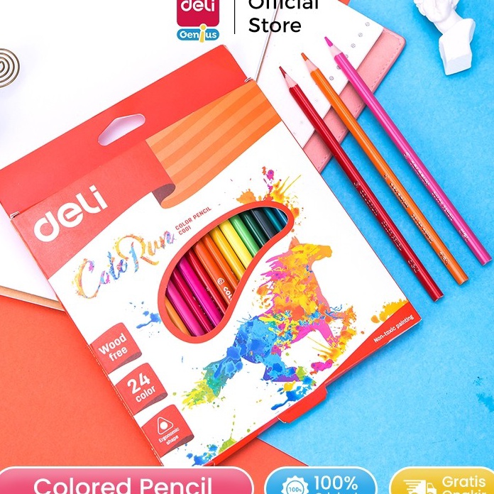 

HJ6 Deli Coloring Pencil Pensil Warna 121824 Warna Triangular WoodFree Ramah Lingkungan EC1X