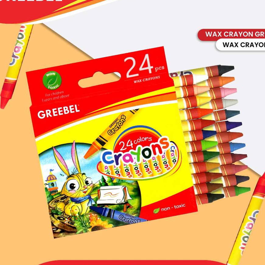 

KF7 GREEBEL Crayon Krayon WAX CRAYON isi 24 WARNA cerah tidak berdebu utk Art Anak Sekolah tidak be non toxic