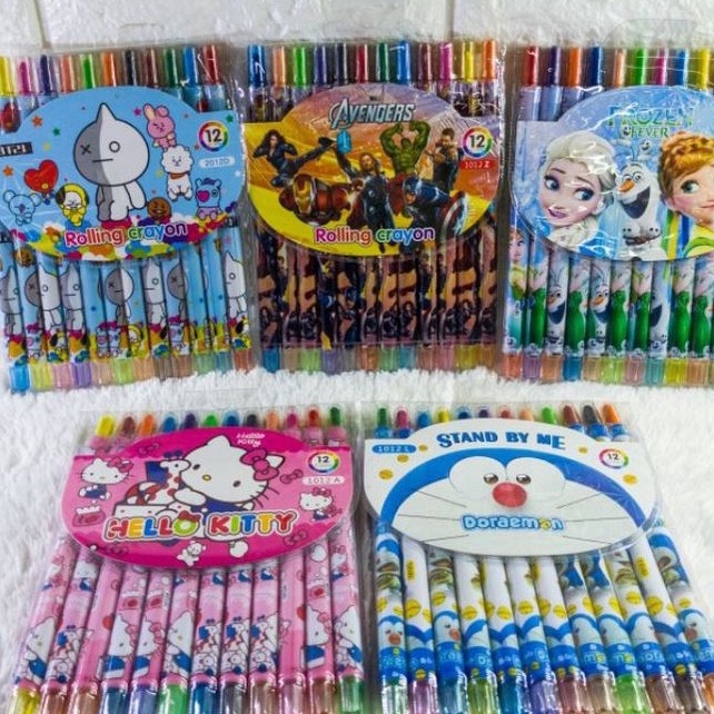 

FG2 CRAYON PUTAR 12 WARNA PANJANG KRAYON PUTER FANCY KERAYON TWIST CRAYON MOTIF