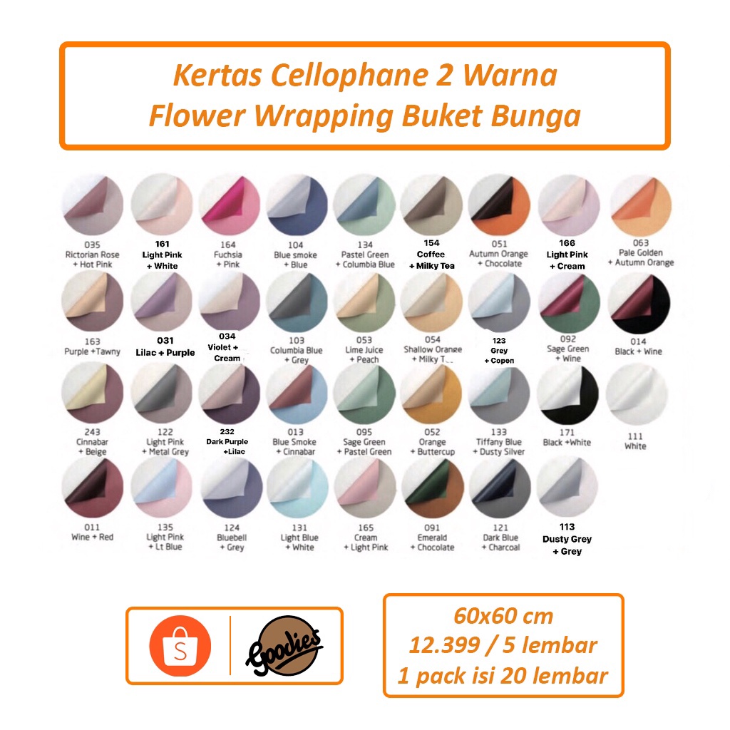 

Beli 1 Gratis 1 5 LEMBAR Kertas Buket Bunga Cellophane 2 warna Flower Wrapping Paper Celophane Chellophane Murah untuk Snack Uang