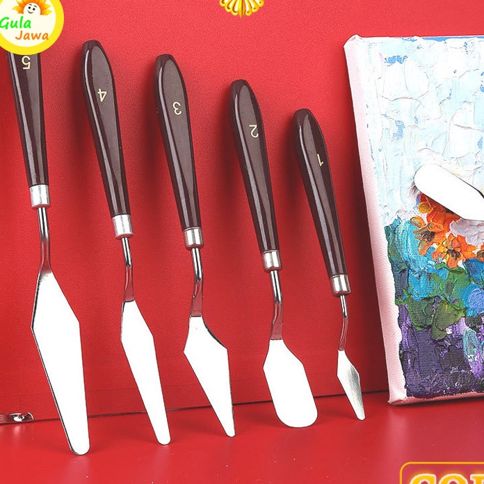 

Price Set Isi 5 Palette Knives Scrapper Spatula for Sculpturing painting modelling cake dekorasi kue