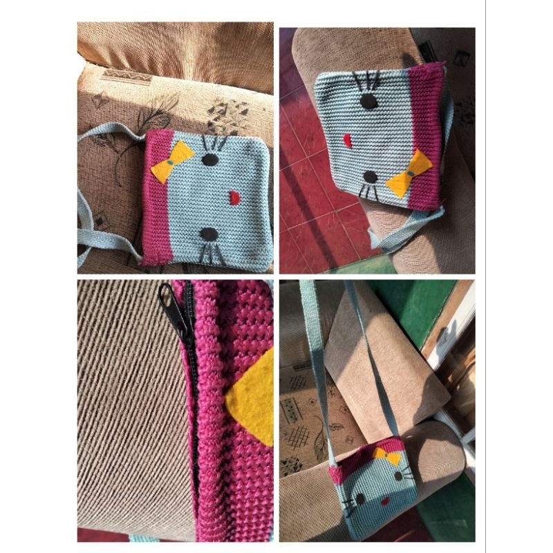 tas rajut resleting premium tebal