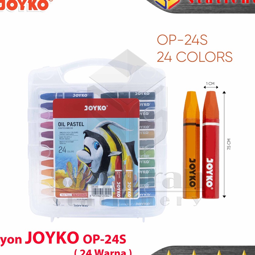 

Hemat Crayon Joyko OP24s Krayon Minyak isi 24 Warna Oil Pastel OP 24S For Drawing Water Resistant Non Toxic