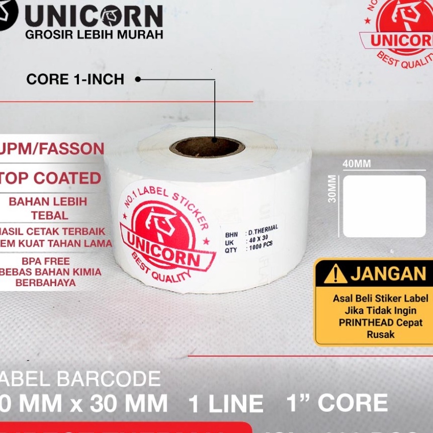 

Hemat Unicorn Stiker Label Barcode Thermal 4x3 mm 4 x 3 mm 4x3mm 4x3CM