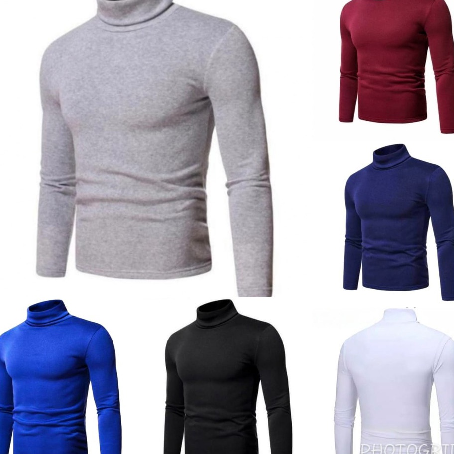 DISKON FANTASTIS Turtle Neck Pria Lengan PanjangManset Pria Lengan PanjangKaos kerah tinggi Lengan P