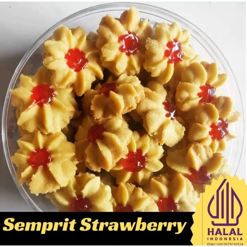 

Kue semprit strawberry 500gr