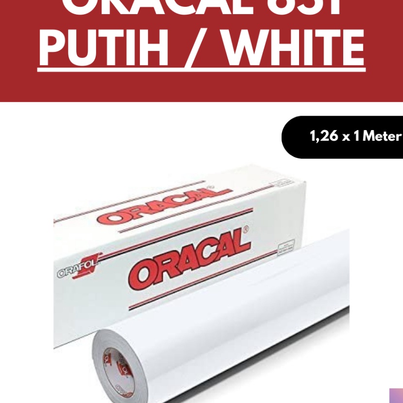 

FG2 Sticker Oracal Putih 651 1 White Glossy Matte Doff 1 Meter Vinyl Cutting Sticker Skotlet