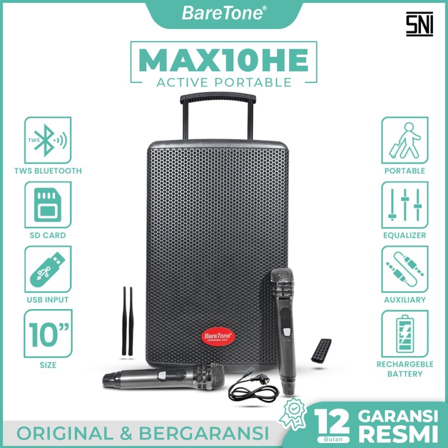 Speaker Meeting Wireless Baretone MAX10HE 10 Inch / Speaker Portable 10 Inch BareTone MAX 10HE 10"