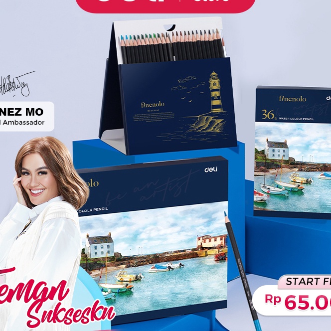 

KI3 Deli Finenolo Watercolor Pencil Pensil Warna Non Toxic Free Brush HE51
