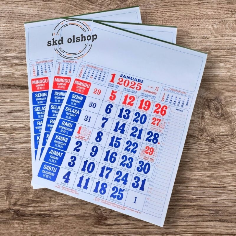 

Kalender kerja 2025 standar MJ ukuran 38 x 54 cm 12 lembar 1 bulanan(terima castume cetak merek)