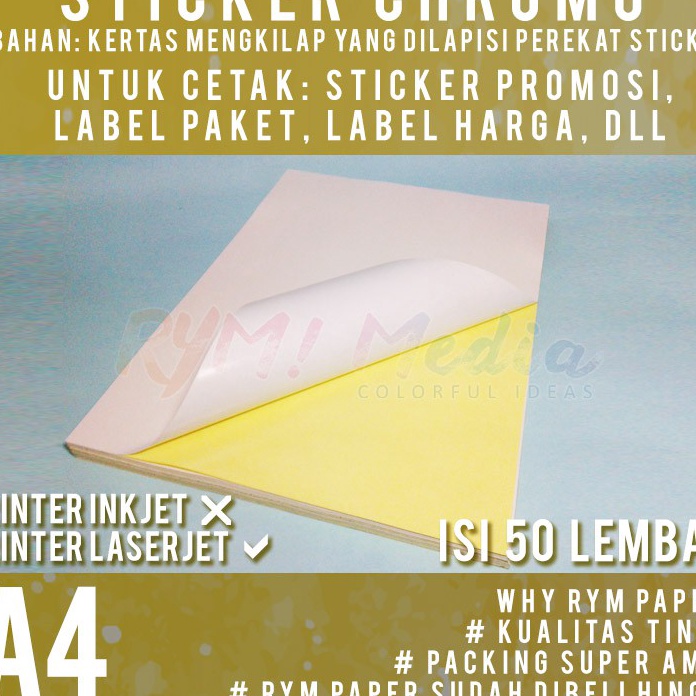 

Wow Sticker Chromo A4 isi 5 lembar Kes Stiker Glossy Mengkilap A4