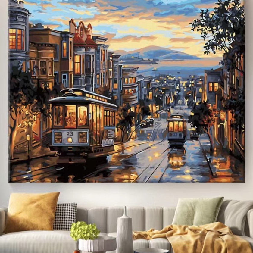 

KF7 DIY Painting Canvas Paint By Number kit Lukisan 4x5cm