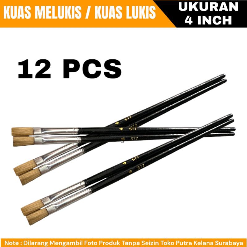 

[ 12 Pcs ] Kuas Lukis Gagang Hitam 4 inch Termurah / Kuas Melukis 4" Lusinan Gagang Hitam